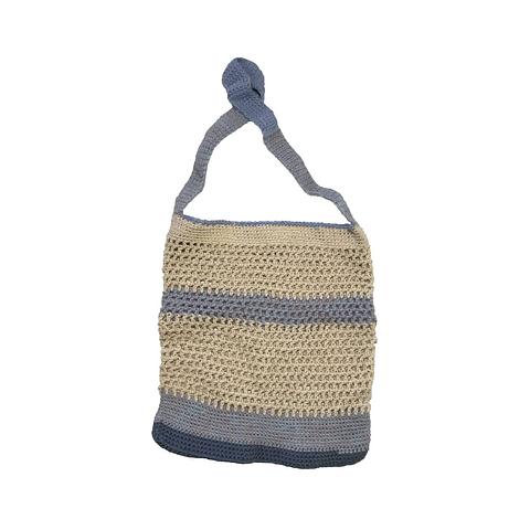 Handmade Saved Yarn Market Tote Shoulder Bag - Blue