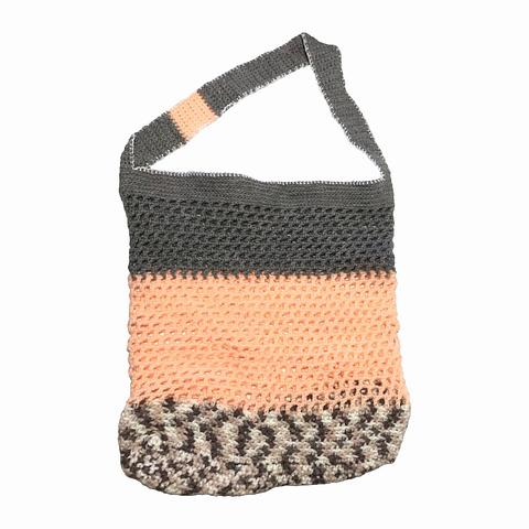 Handmade Saved Yarn Market Tote Shoulder Bag - Peach