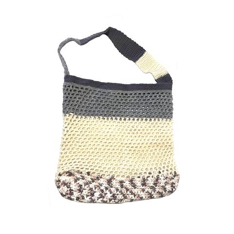 Handmade Saved Yarn Market Tote Shoulder Bag - Cream